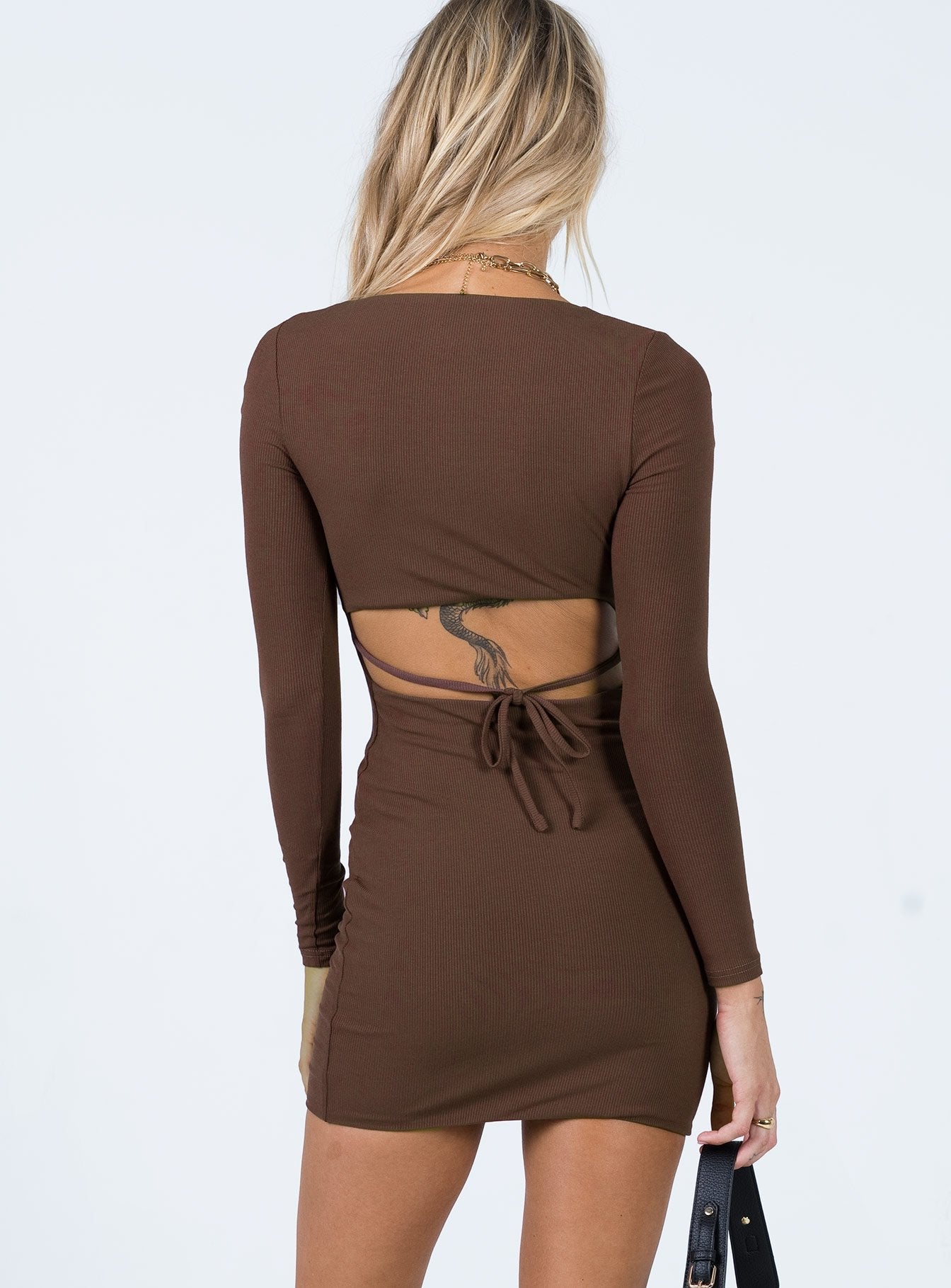 Nolan Long Sleeve Mini Dress Brown