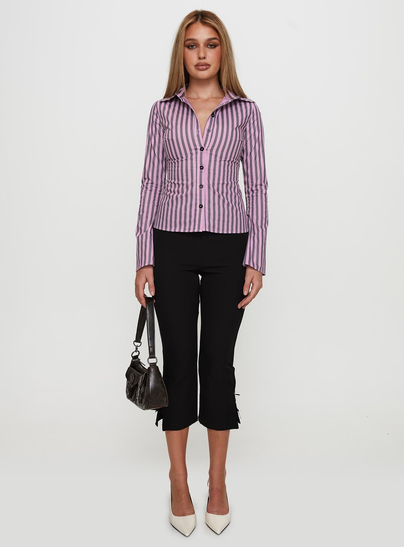 You Hear Me Long Sleeve Top Pink Stripe