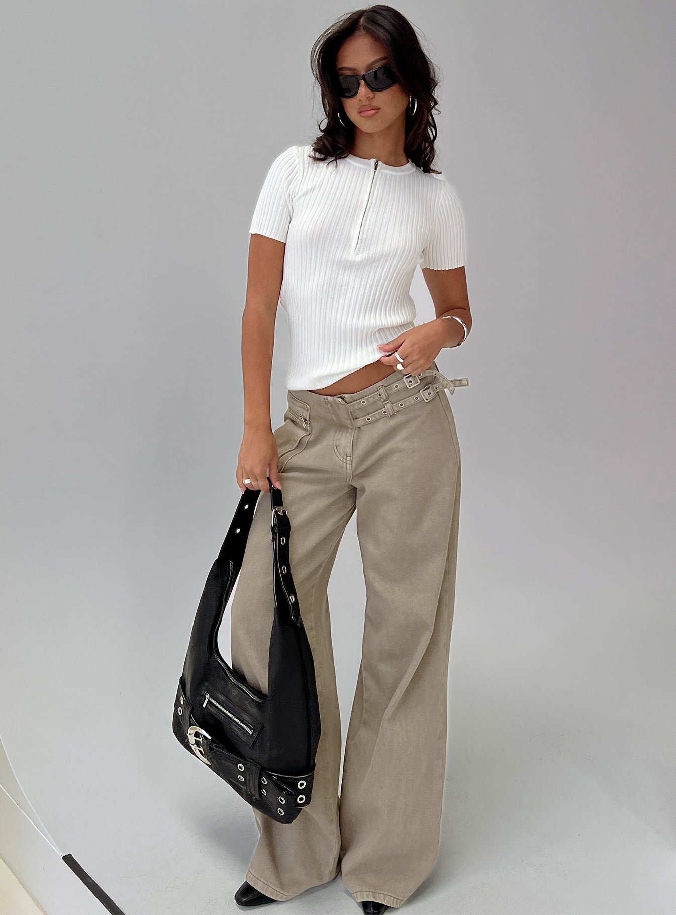 Hold The Line Zip Through Top White