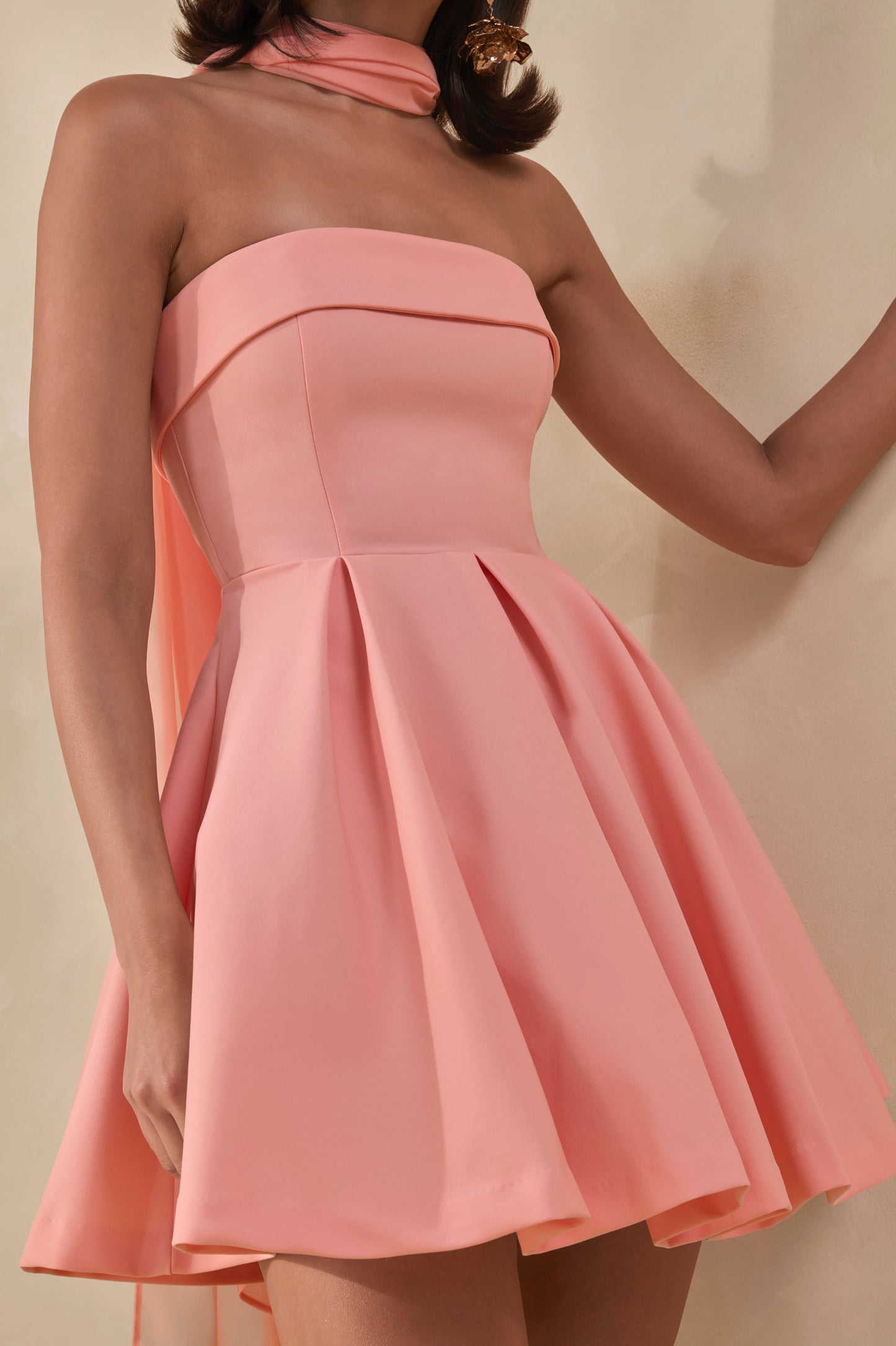 Bruna | Light Pink Bandeau Skater Mini Dress