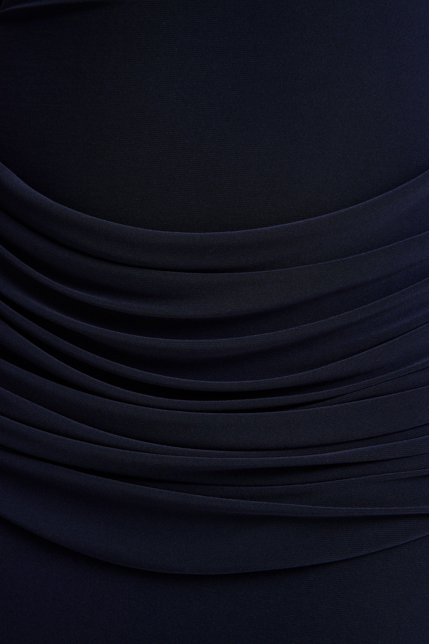 Hesperia | Navy High-Neck Maxi Dress With Draped-Detailing And Scarf