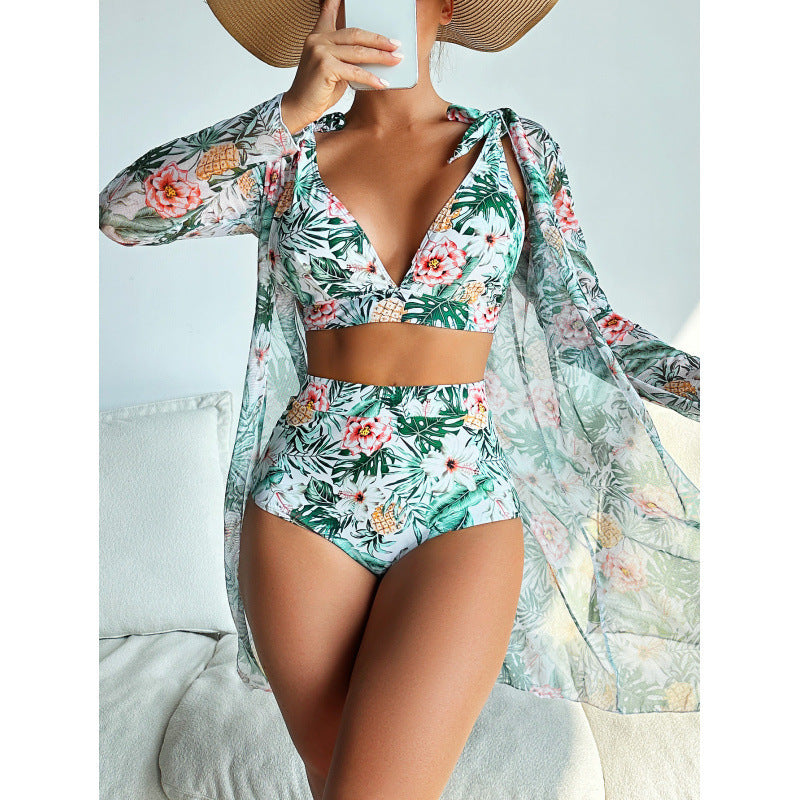 Slit Long One-Piece Swimsuit