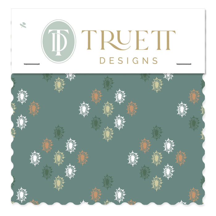 British Brooch Teal Green Small Repeat Luxury Fabric by the Yard