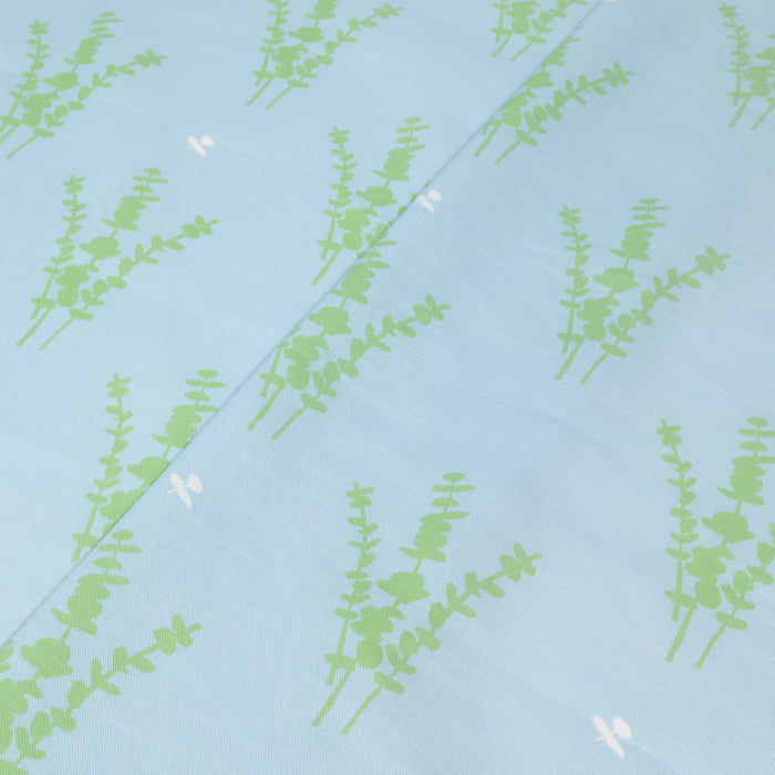 Eucalyptus Blue, Green & White Small Repeat Luxury Fabric by the Yard