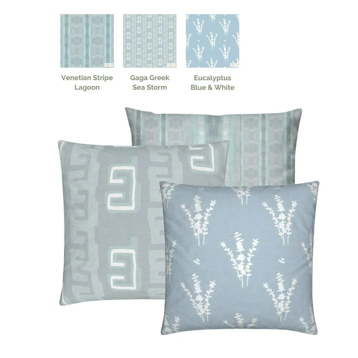 Eucalyptus Blue & White Small Repeat Luxury Fabric by the Yard