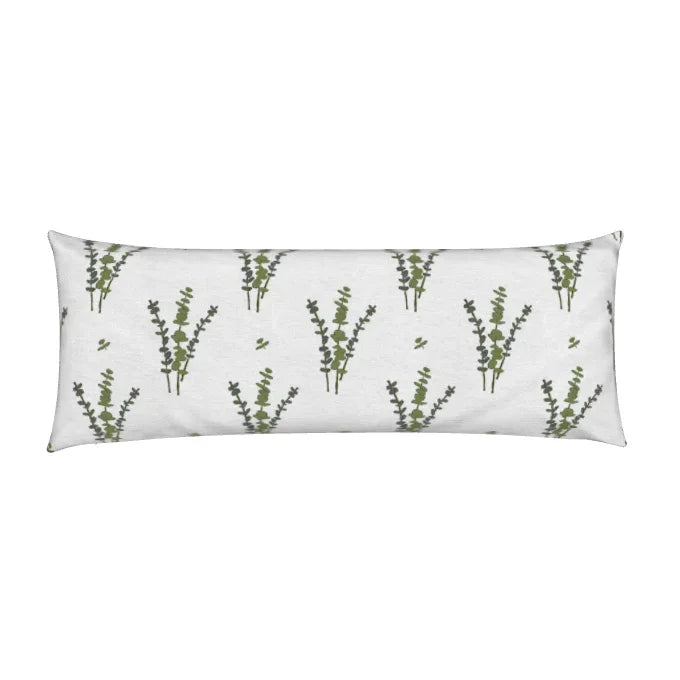 Eucalyptus White & Olive Greens Luxury Bolster Pillow