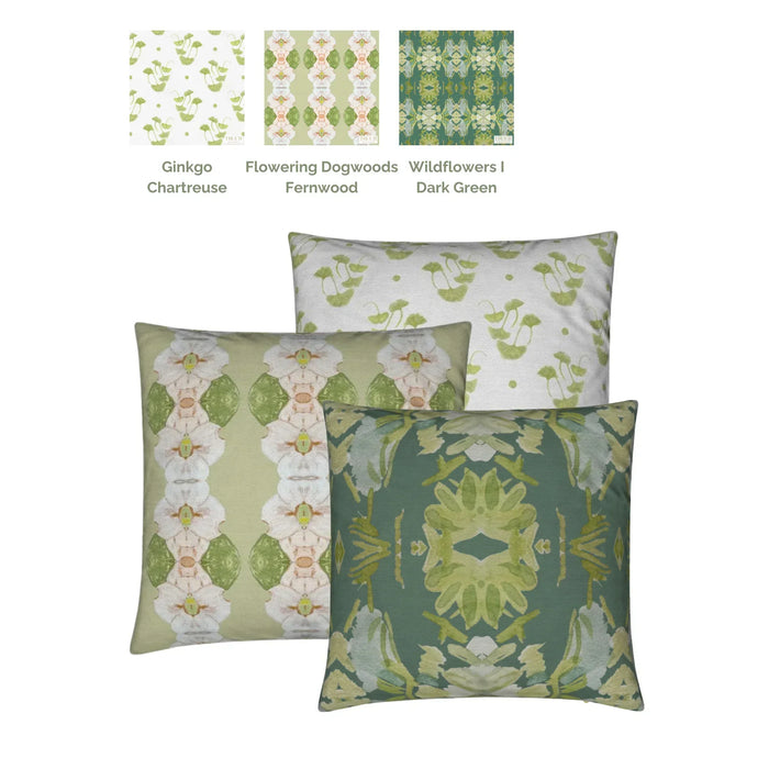Flowering Dogwoods Fernwood Green Luxury Bolster Pillow