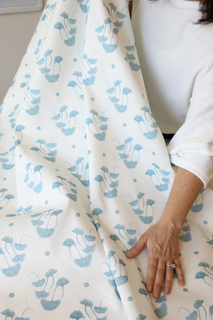 Ginkgo Colonial Blue Luxury Bolster Pillow