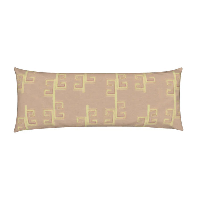 Greek Key Drop Grapefruit Luxury Bolster Pillow Large Repeat
