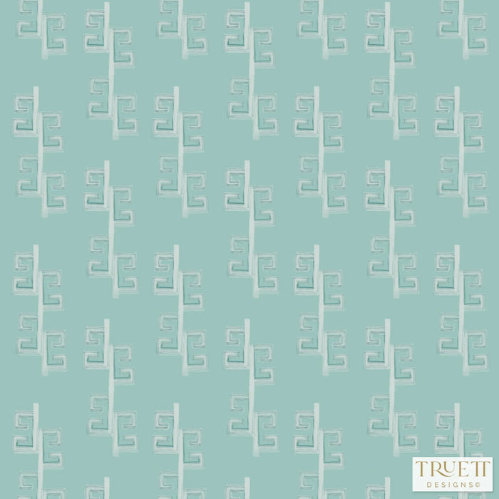 Greek Key Drop Oasis Large Repeat Luxury Fabric by the Yard