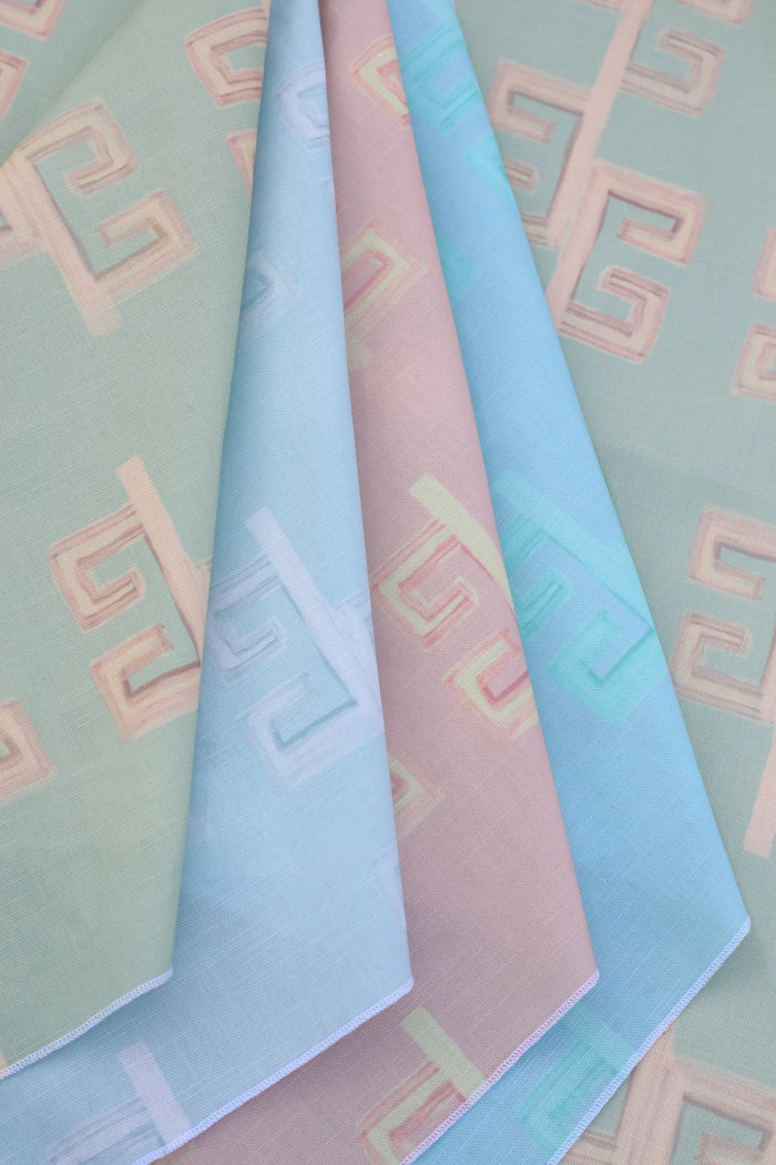 Greek Key Drop Ocean Isle Large Repeat Luxury Fabric by the Yard