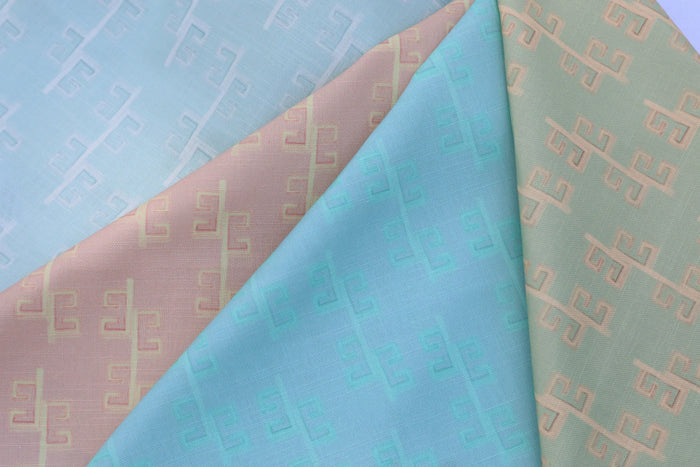 Greek Key Drop Ocean Isle Small Repeat Luxury Fabric by the Yard