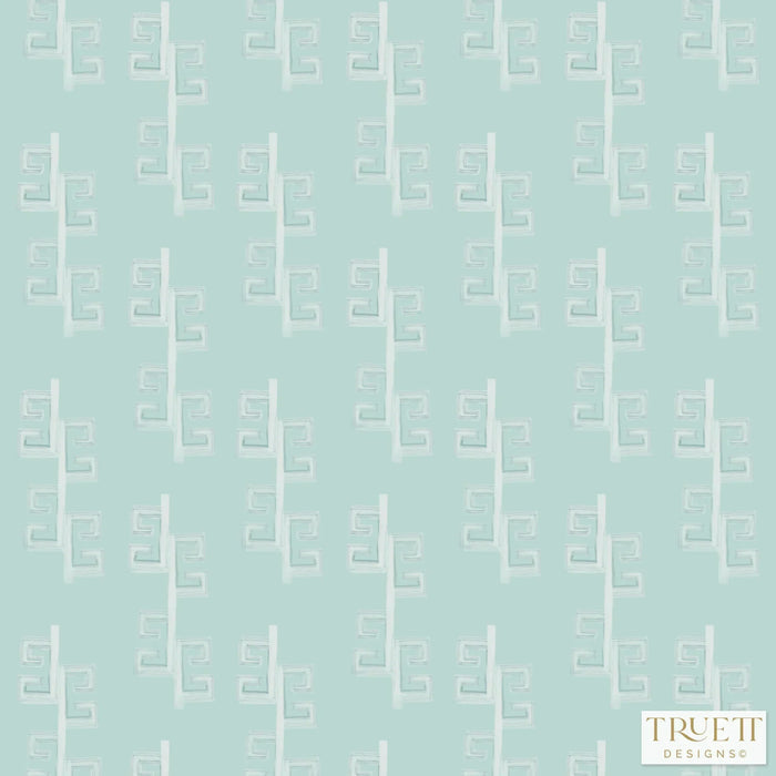 Greek Key Drop Spa Large Repeat Luxury Fabric by the Yard