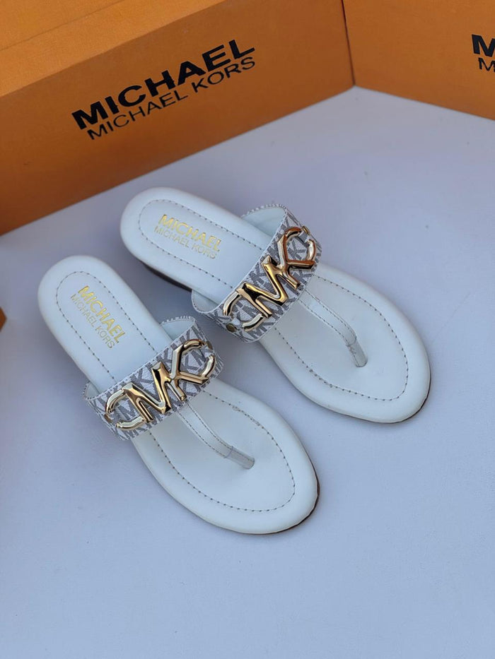 Metallic Logo Embellished Thong Sandals