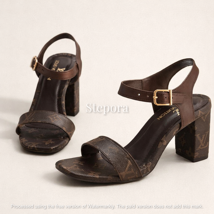 Monogram Block Heel Sandals