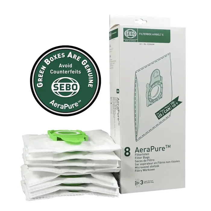 SEBO Airbelt E Ultra AeraPure Bags – 8 Pack - BestVacuum.com