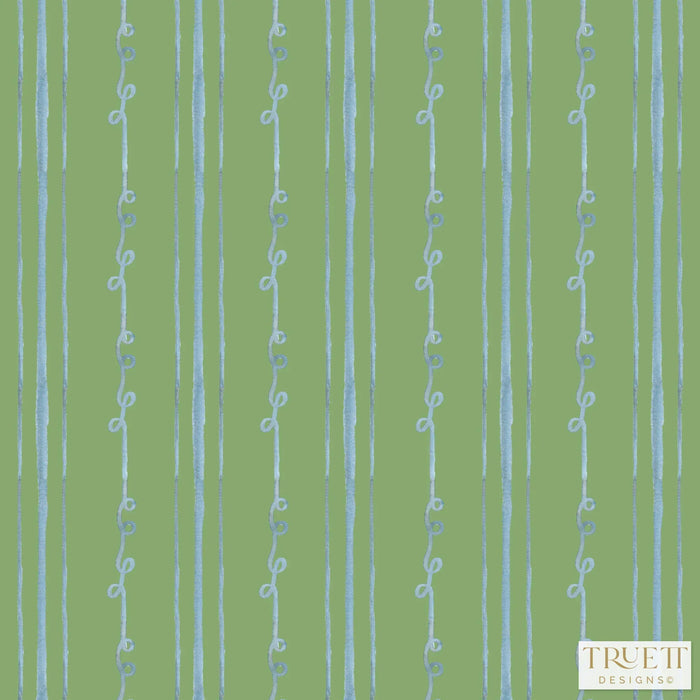 Sister Stripe Green & Blue Watercolor Luxury Fabric by the Yard