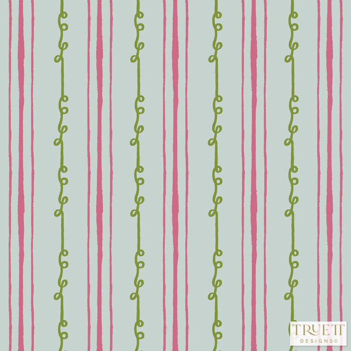Sister Stripe Light Blue, Pink & Green Luxury Fabric by the Yard
