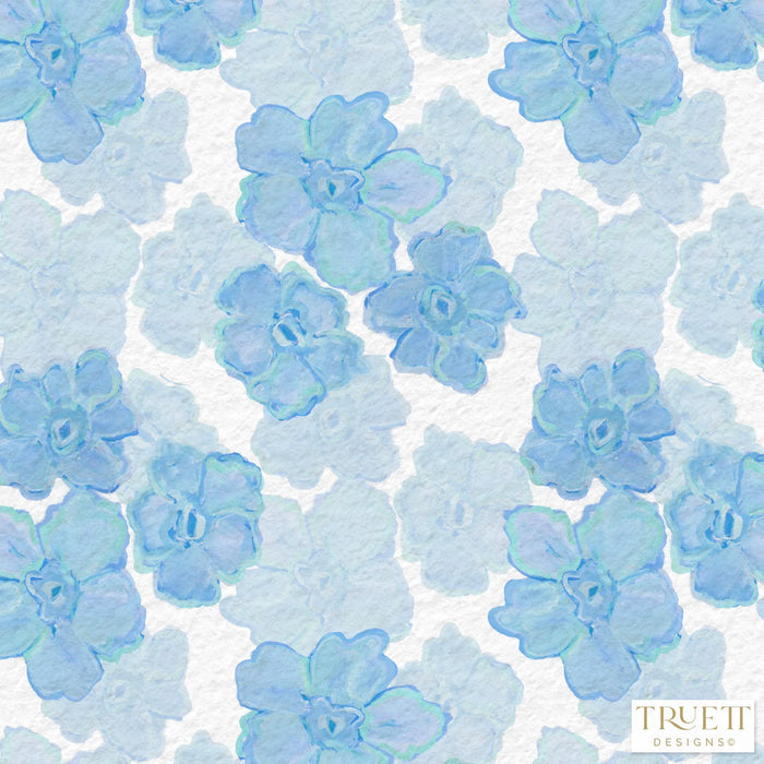 Trois Fleurs Bleue, Blue Luxury Fabric by the Yard