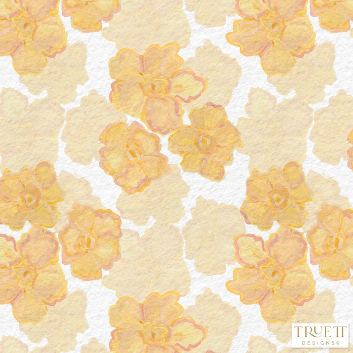 Trois Fleurs Jaune, Yellow Luxury Fabric by the Yard