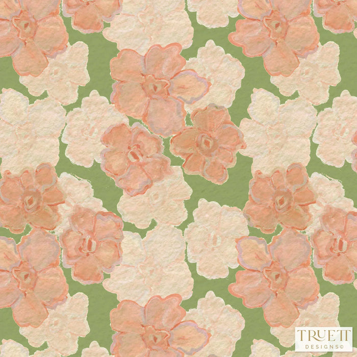 Trois Fleurs Olive et Peche Luxury Fabric by the Yard