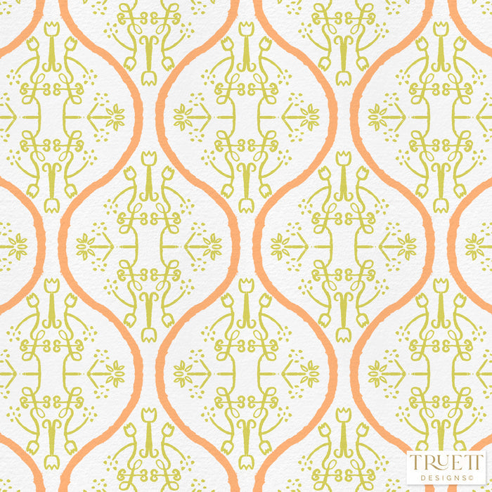 Chartreuse & Orange / 18" x 18" Showroom Sample / Cotton/Linen