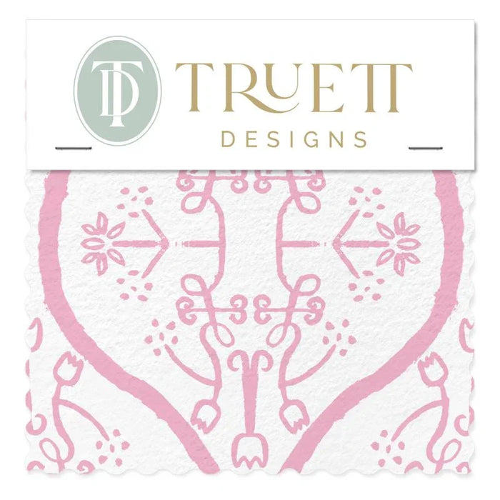 Watercolor Damask White/Pink Luxury Fabric by the Yard