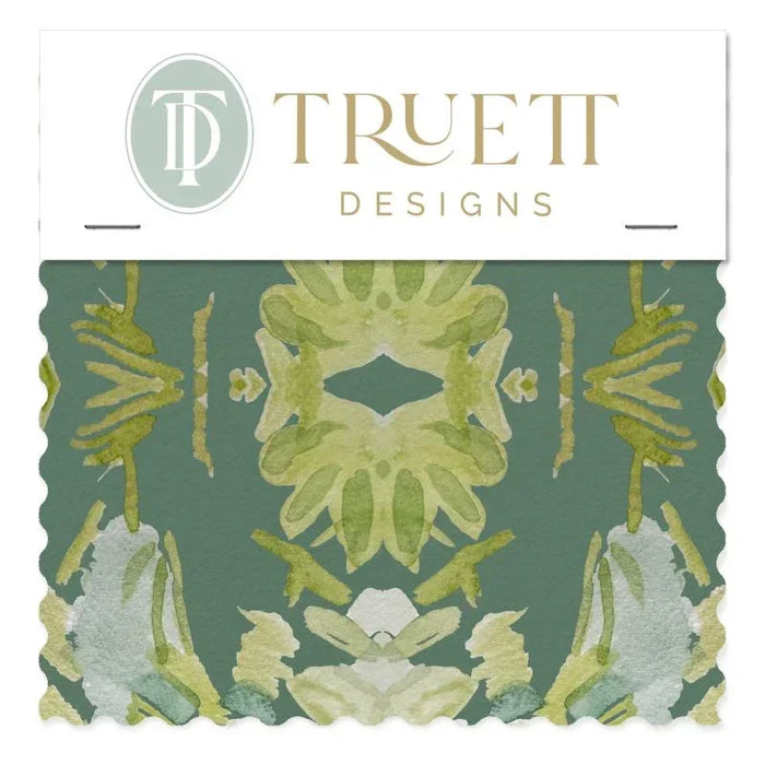 Wildflowers I Dark Green Small Repeat Luxury Fabric by the Yard