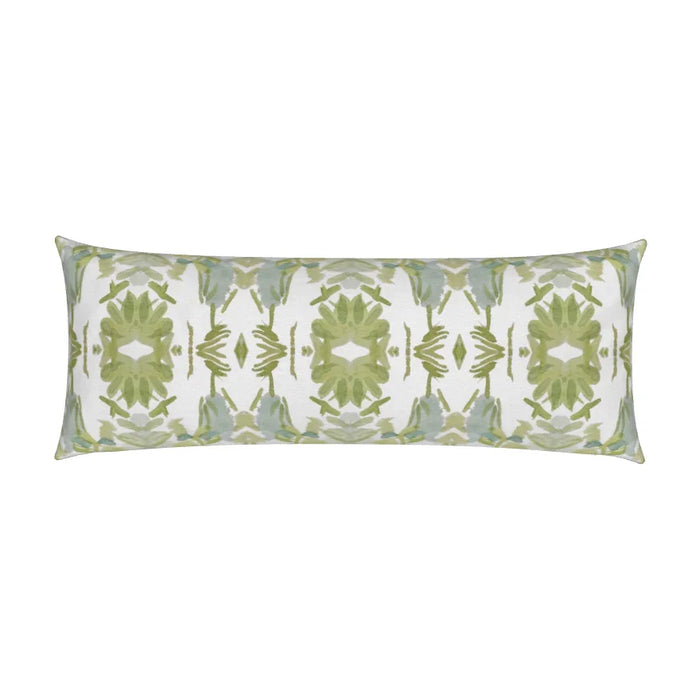 Wildflowers I White & Apple Green Large Repeat Luxury Bolster Pillow