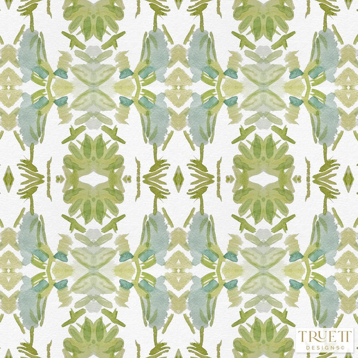 Wildflowers I White & Apple Green Small Repeat Luxury Bolster Pillow
