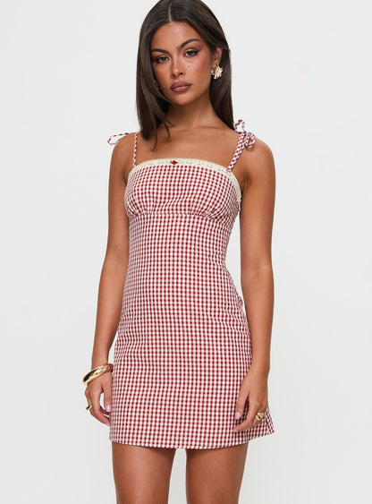 Burkes Mini Dress Red Check