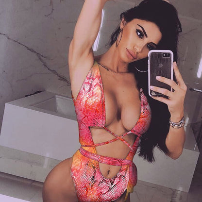 Leopard Print One-Piece Swimsuit