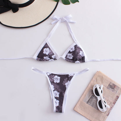 Digital Print Slit Bikini Set