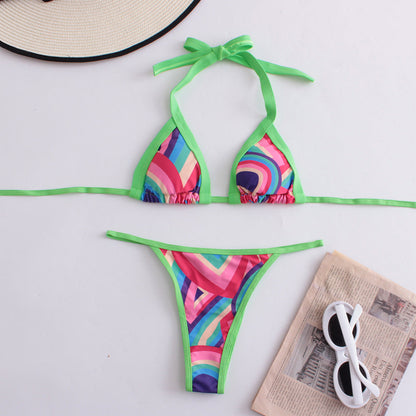 Digital Print Slit Bikini Set
