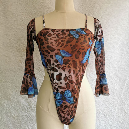 Leopard Print One-Piece Swimsuit
