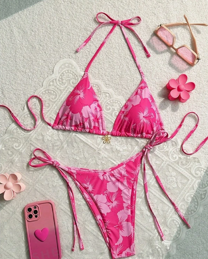 Floral Tie Bikini Set