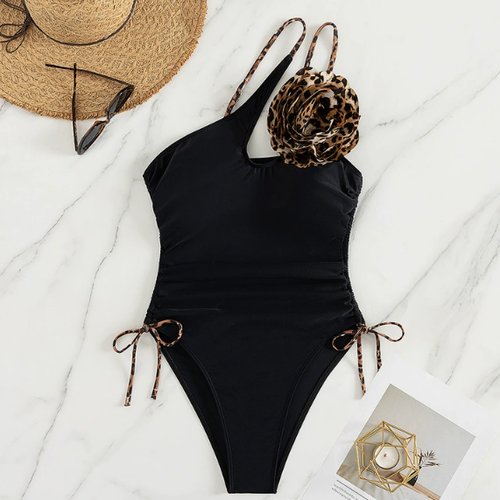 Lace One-Shoulder One-Piece Swimsuit