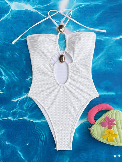 Open Back Solid One-Piece Swimsuit
