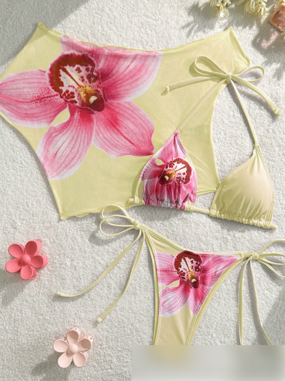 Lace Slit Bikini Set