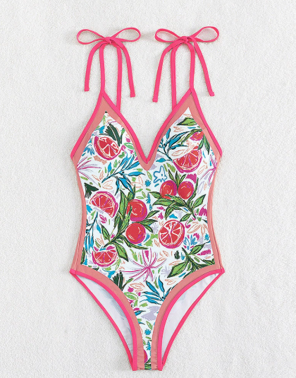 Fruit Print Slip One-Piece Swimsuit