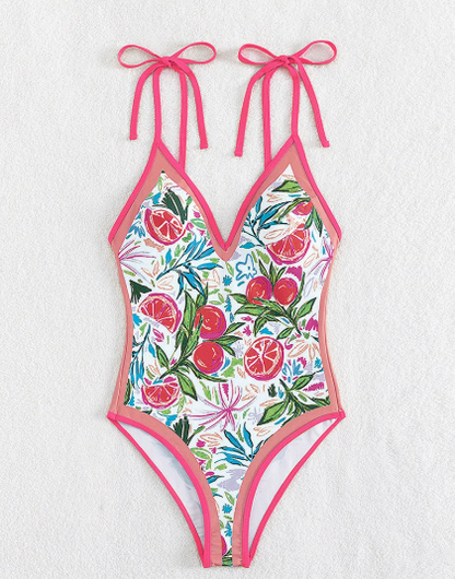 Fruit Print Slip One-Piece Swimsuit