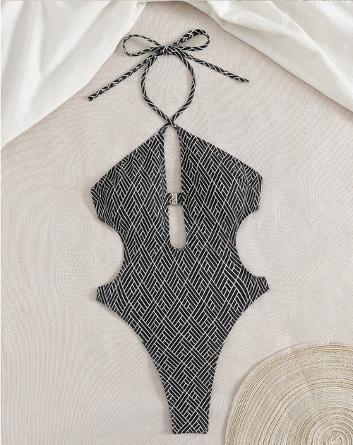 Halter Open Back One-Piece Swimsuit