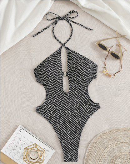 Halter Open Back One-Piece Swimsuit