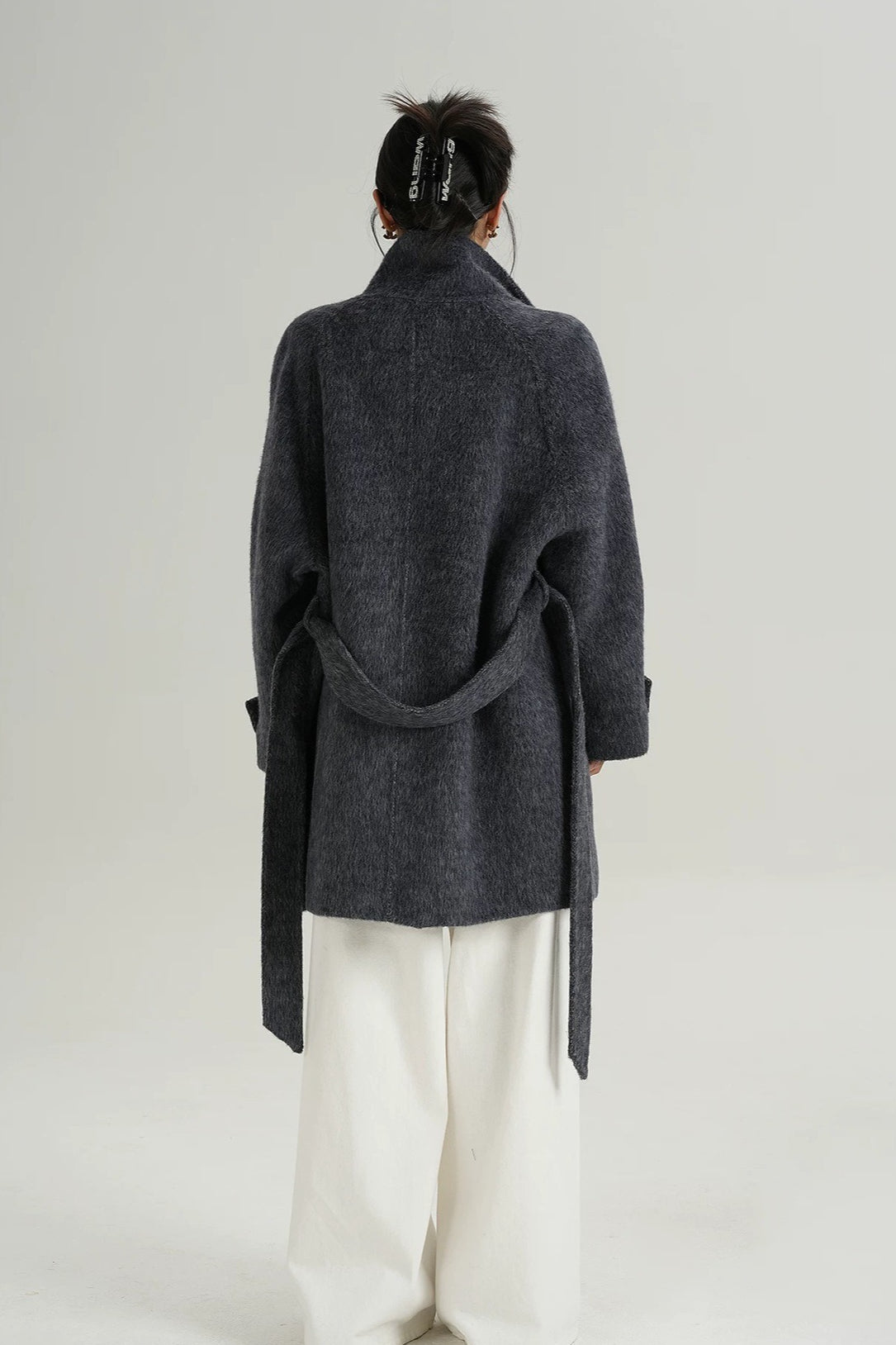 Chic Solid Wool Warm Loose Mock-neck Coat