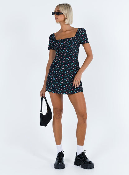 Hastings Mini Dress Black Floral