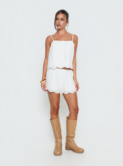Madison Avenue Embroidered Detail Top White