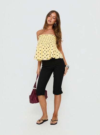 Peachy Keen Frill Cami Top Yellow Polka Dot