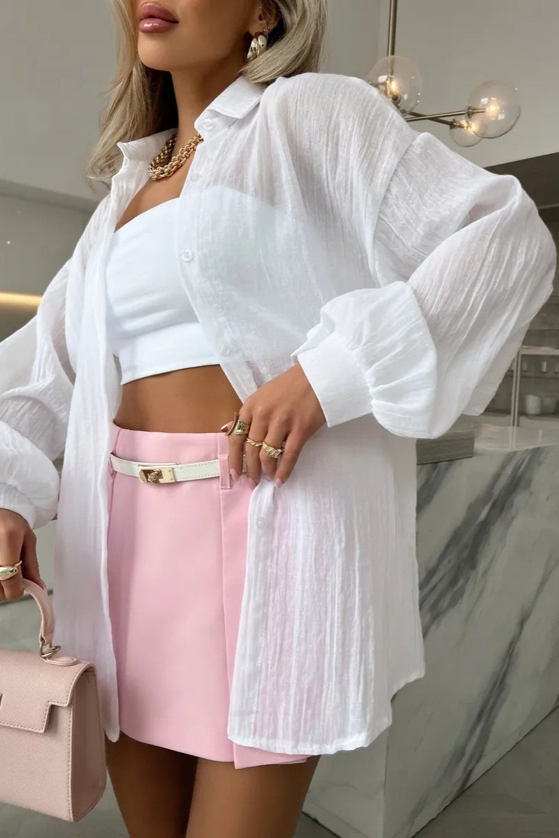 Solid Casual Chic Long Sleeve Blouse
