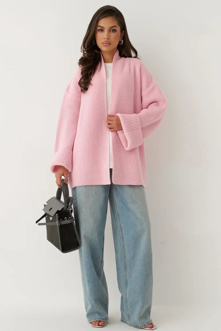 Relaxed Cozy Tie Waist Knit Cardigan