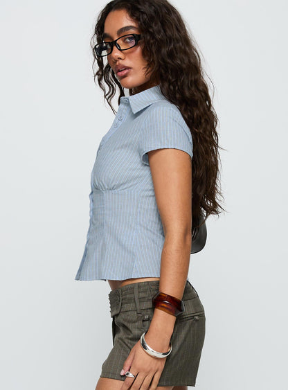 Cottesloe Blouse Top Blue Stripe